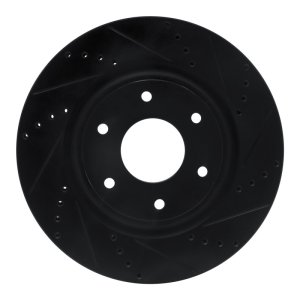 Infiniti QX56 Brake Rotor (1) - Front Right - R1 Concepts - Drilled & Slotted - Black - `05-`07